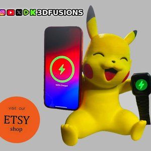 Pikachu iPhone MagSafe & Apple Watch Charger Stand ( Fully Multi Colored )